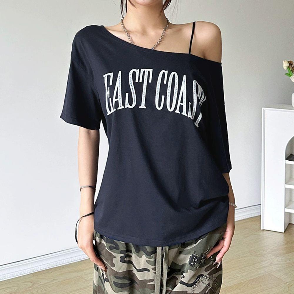 ZARA Women Boyfriend Style Summer Street Letter Print Short Sleeve Crop Top